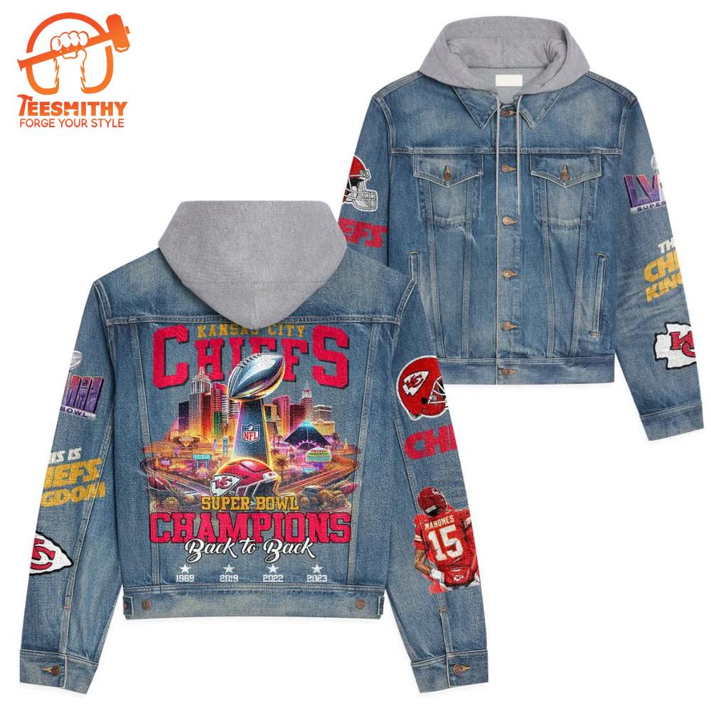 Kansas City Chiefs Premium Hooded Denim Jacket Version 1