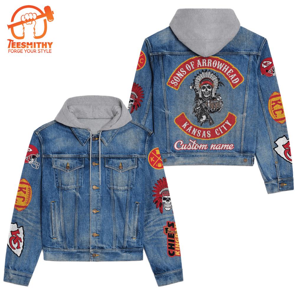 Kansas City Chiefs Premium Hooded Denim Jacket Version 3