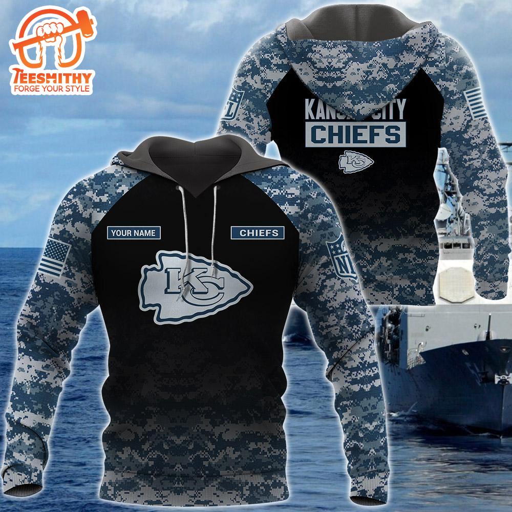 Kansas City Chiefs U.S. Navy NWU Camouflage Cutsom Name Hoodie  Gift Christmas