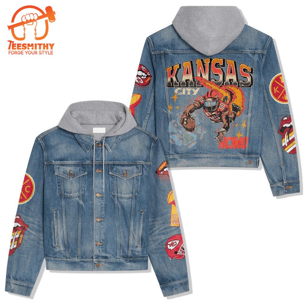 Kansas City Chiefs Women’s Gift Christmas Denim Hood Jacket For Fans