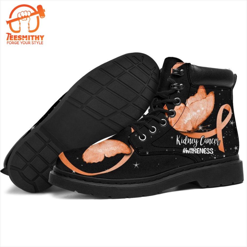 Kidney Cancer Awareness Boots Ribbon Butterfly Shoes Gift