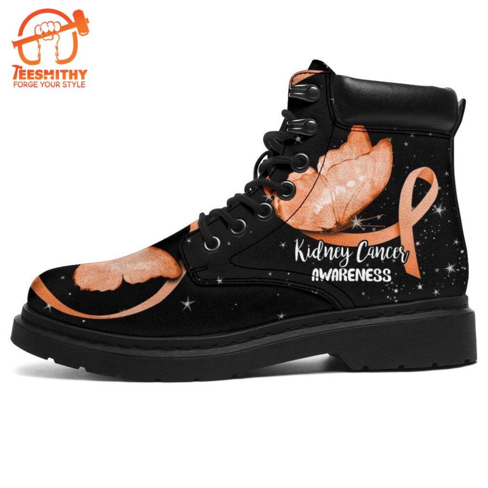 Kidney Cancer Awareness Boots Ribbon Butterfly Shoes Gift