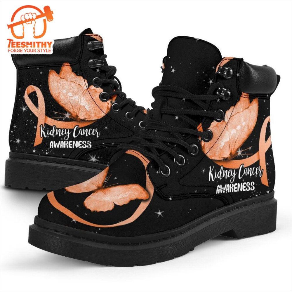 Kidney Cancer Awareness Boots Ribbon Butterfly Shoes Gift