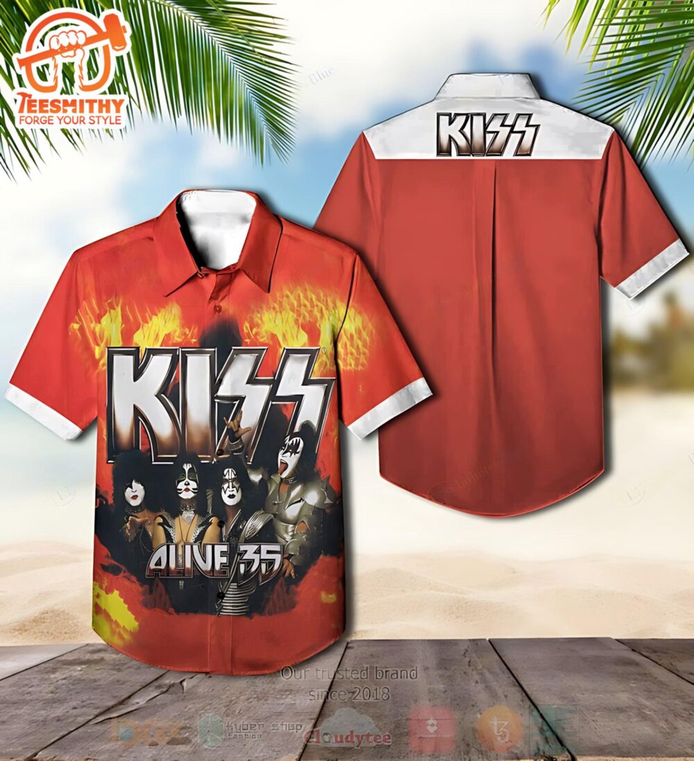 Kiss Alive 35 Album Men’s Short Sleeve Aloha Shirts