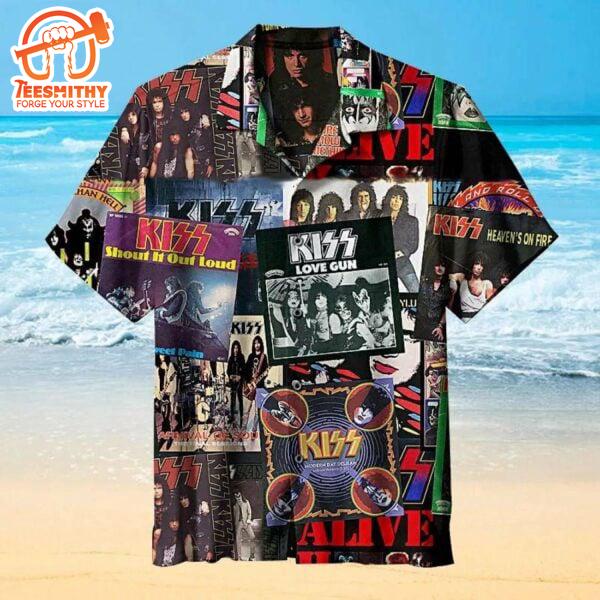 Kiss Band Collage Men’s Short Sleeve Aloha Shirts