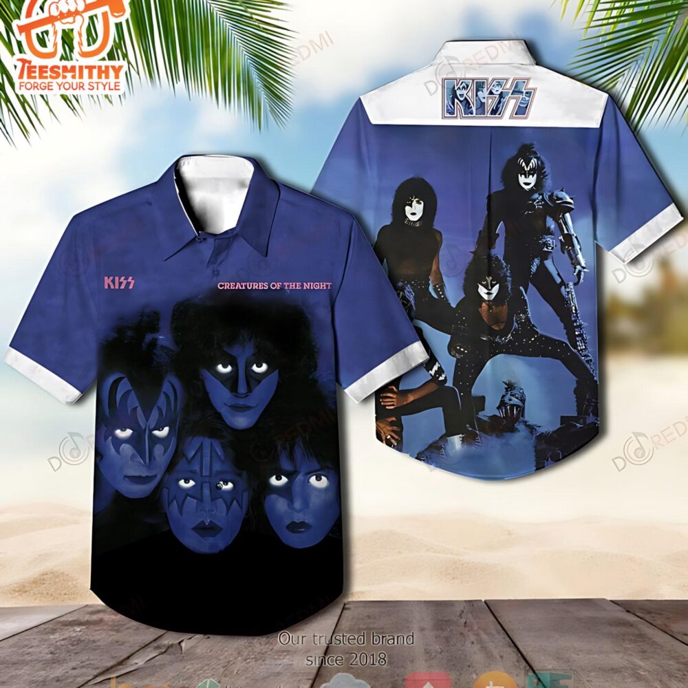 Kiss Band Creatures Of The Night Album Men’s Short Sleeve Aloha Shirts