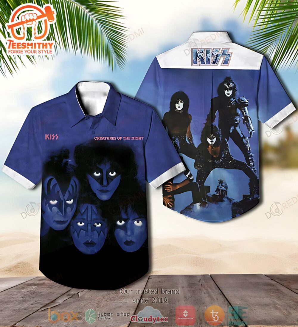 Kiss Band Creatures Of The Night Album Men’s Short Sleeve Aloha Shirts