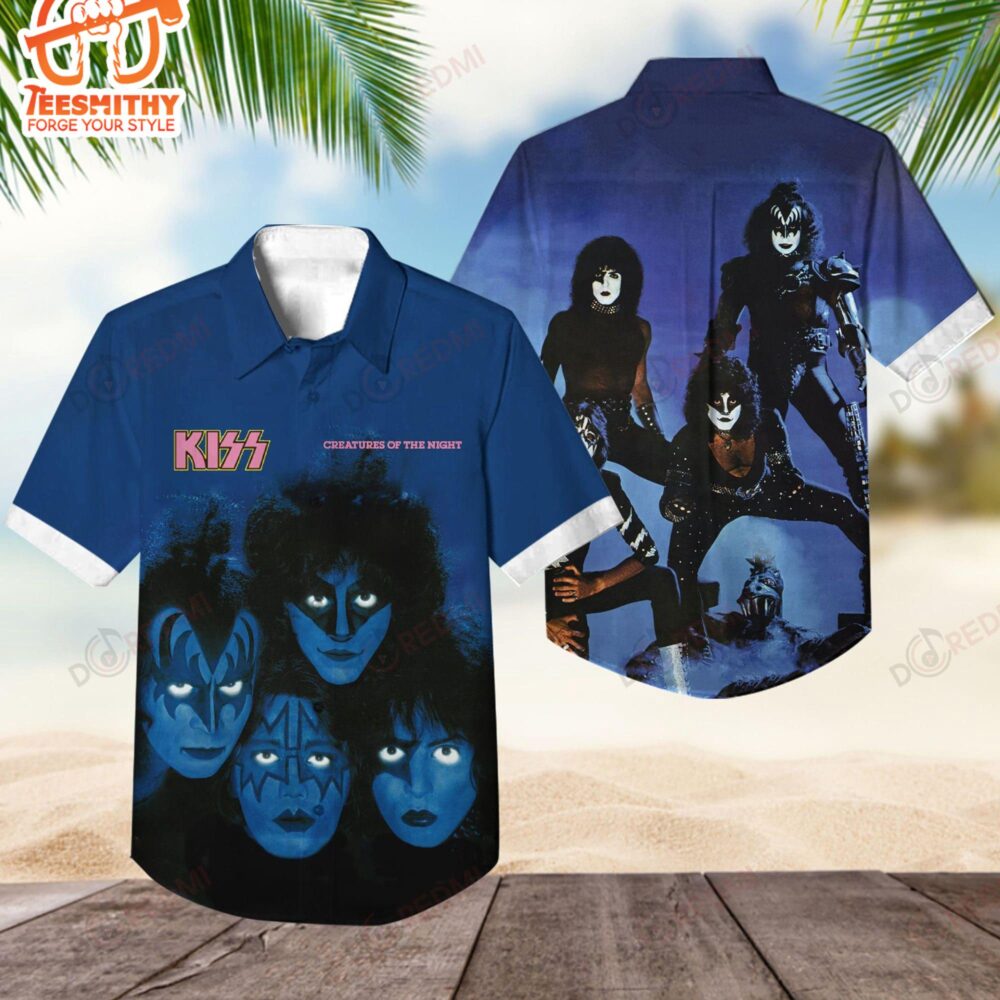 Kiss Band Creatures Of The Night Men’s Short Sleeve Aloha Shirts