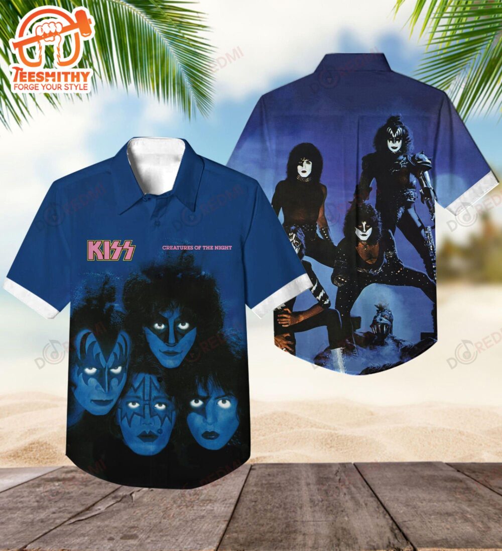 Kiss Band Creatures Of The Night Men’s Short Sleeve Aloha Shirts