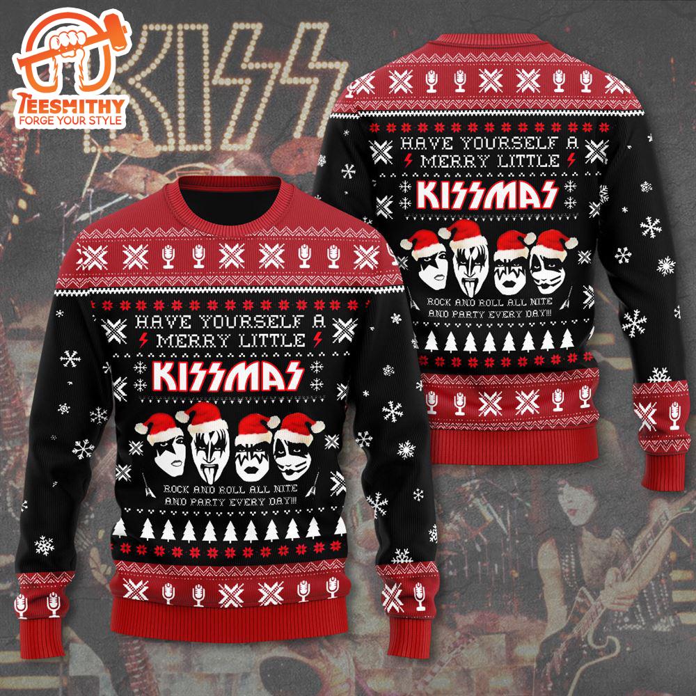 Kiss Band Detroit Santa Merry Christmas Ugly Sweater