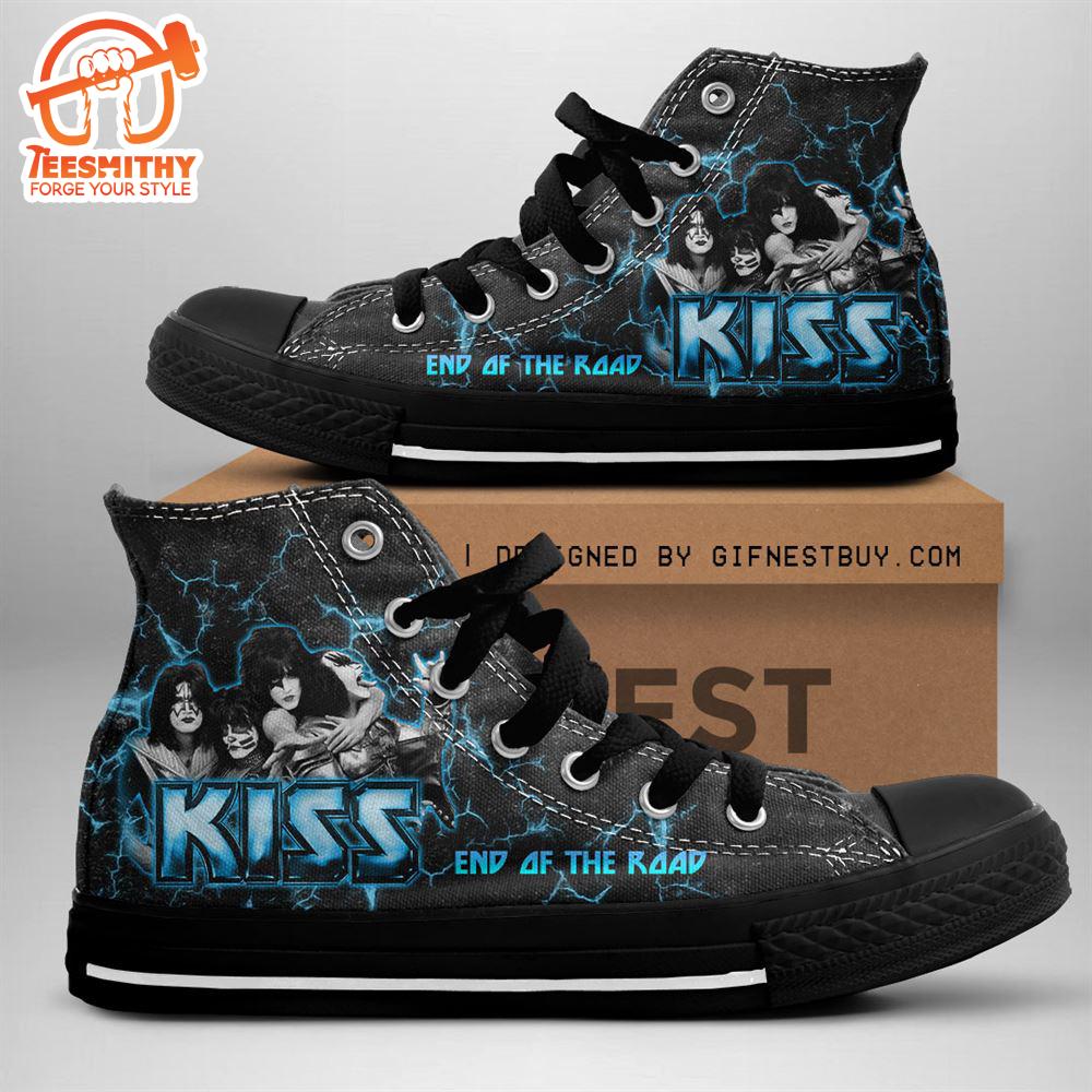 Kiss Band End Of The Road Blue Shoes, Kiss Band High Top Shoes