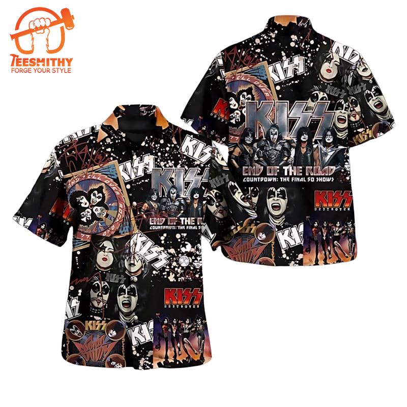 Kiss Band End Of The Road Countdown The Final 50 Shows Men’s Short Sleeve Aloha Shirts