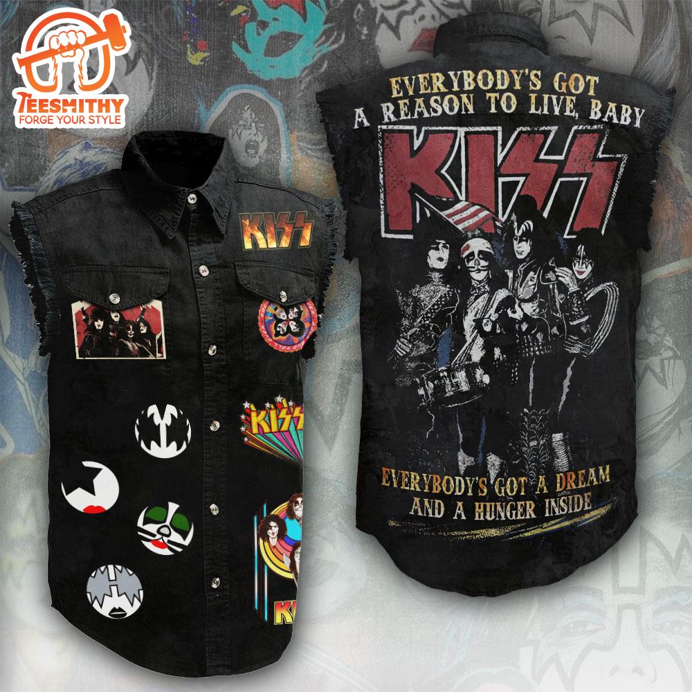 KISS Band End Of The Road World Sleeveless Denim Shirt