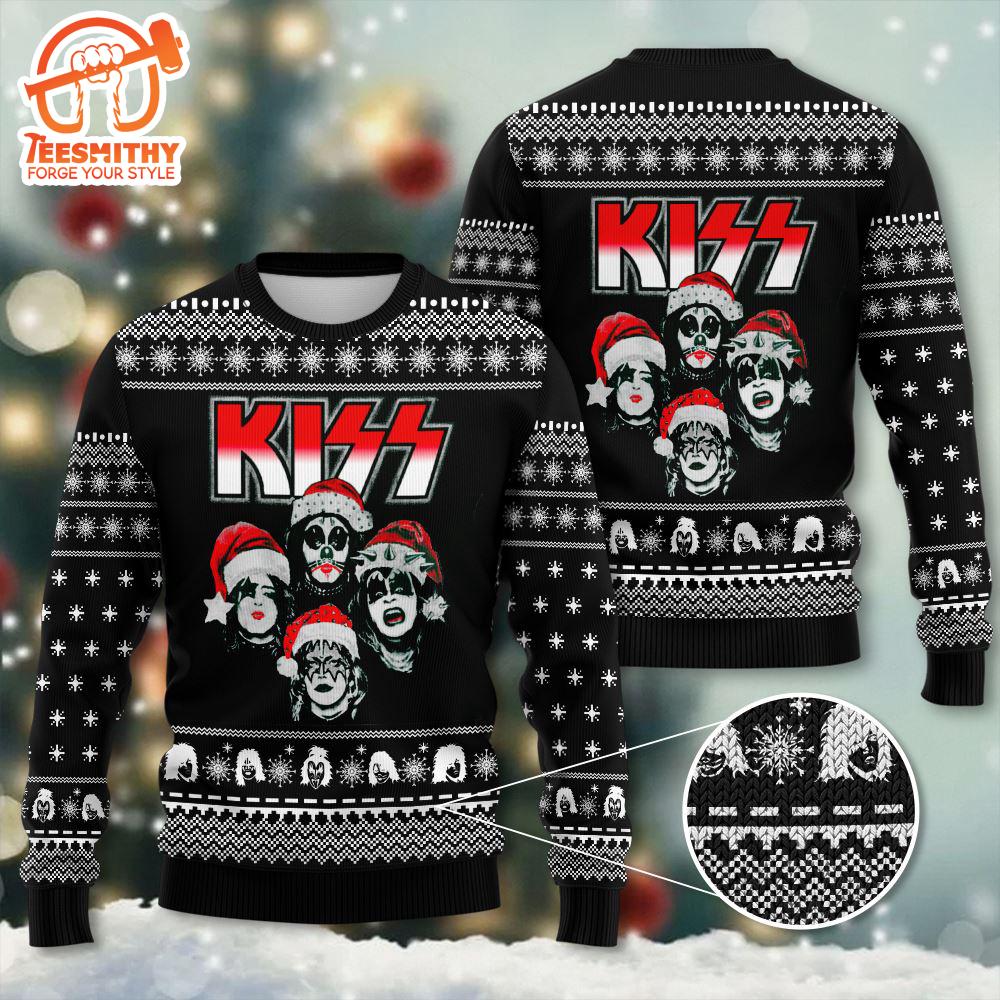 Kiss Band Hat Christmas 3D Ugly Sweater