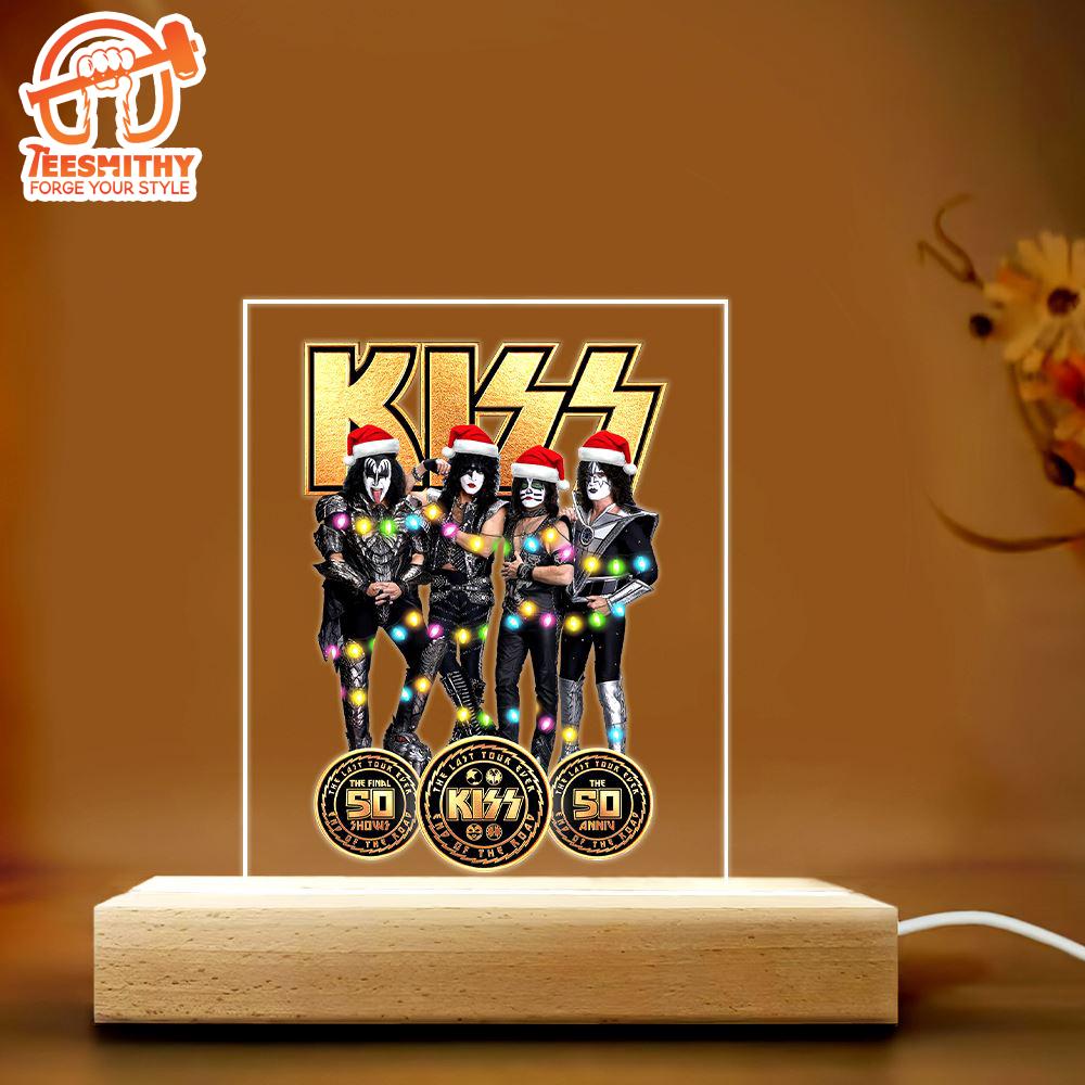 Kiss Band Led Light with Wooden Base