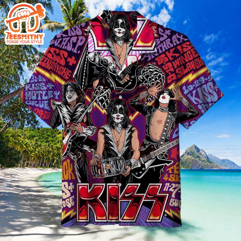 KISS Band Member Collage Men’s Short Sleeve Aloha Shirts