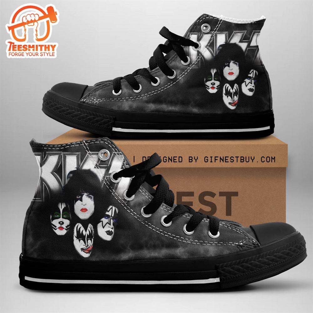 Kiss Band Members Black Shoes, Kiss Band High Top Shoes