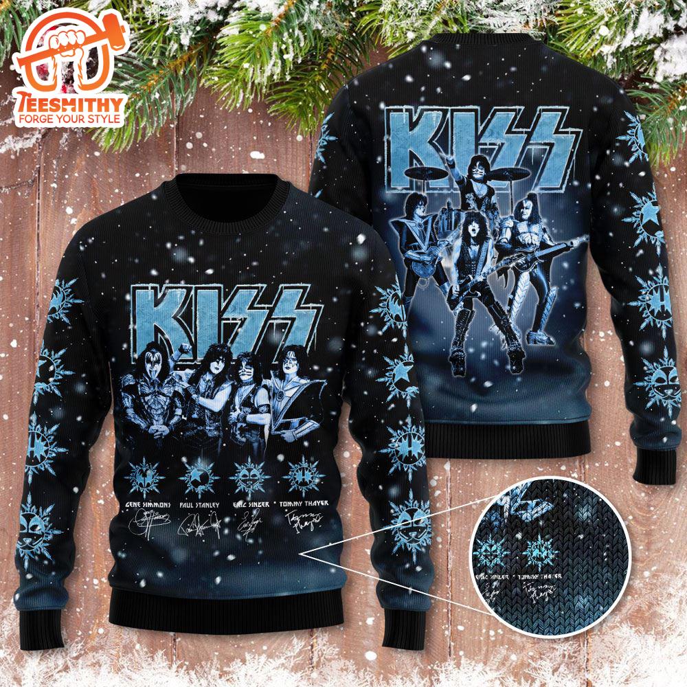 Kiss Band Merry Kiss Mas Signature Xmas Gifts 2024 Ugly Christmas Sweater