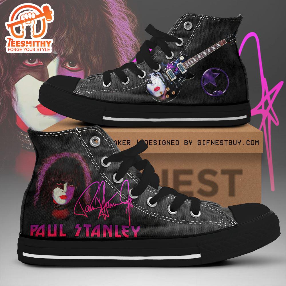 Kiss Band Paul Stanly Purple, Kiss Band High Top Shoes