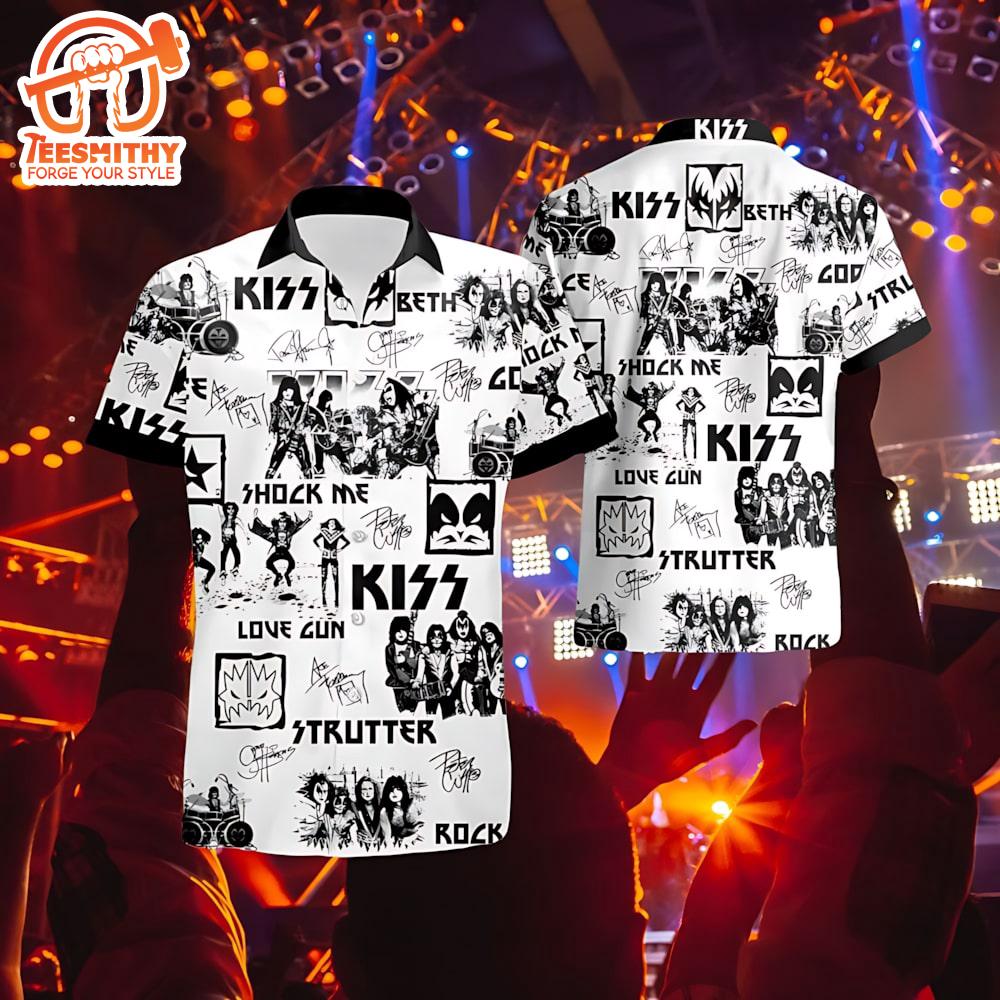 Kiss Band Photo Collage Men’s Short Sleeve Aloha Shirts