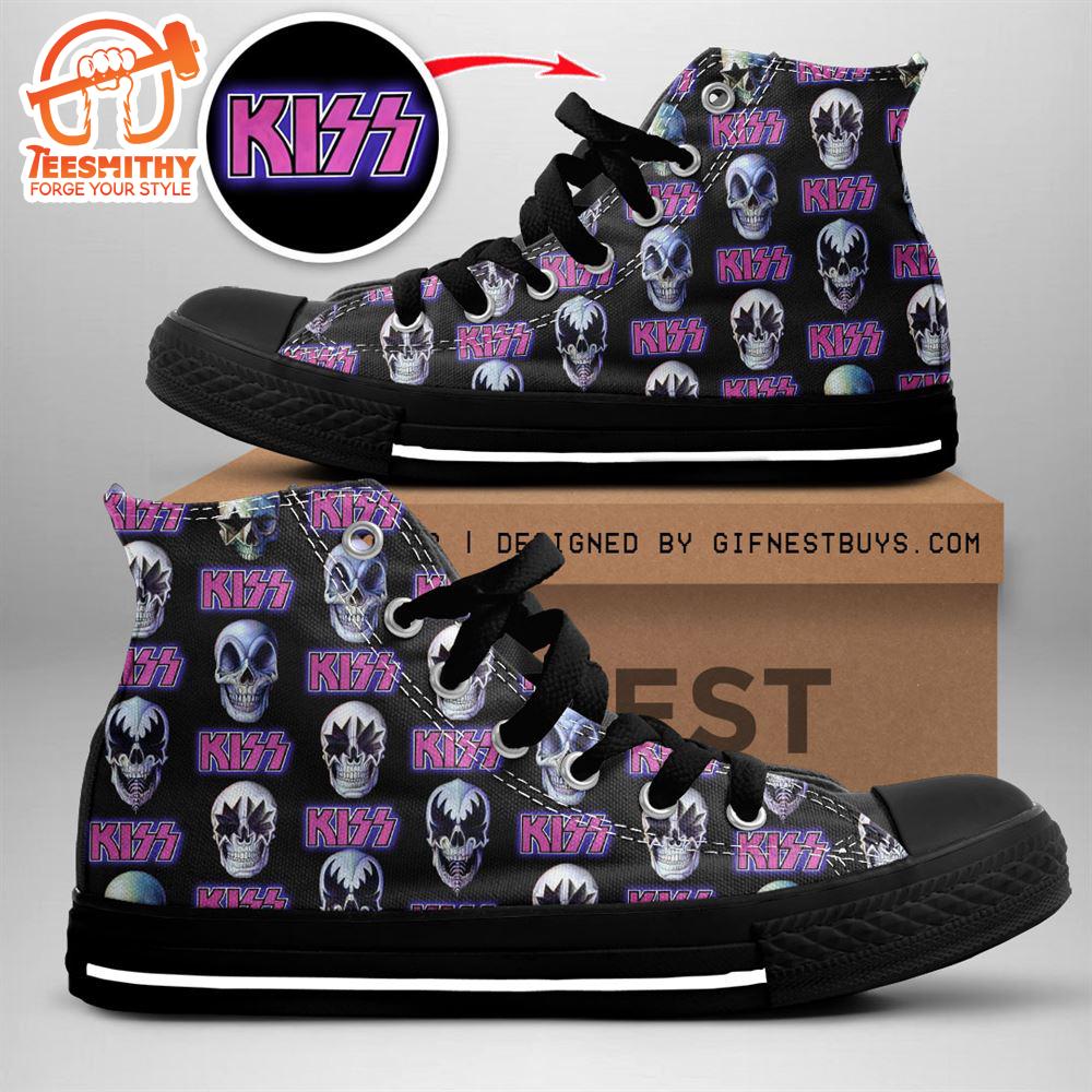 Kiss Band Skull Purple Shoes, Kiss Band High Top Shoes