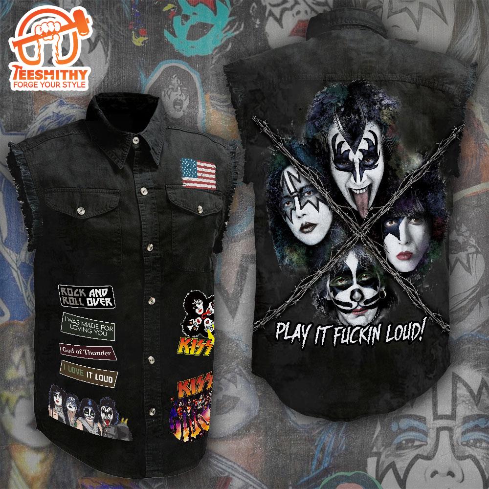 Kiss Band Tour Music Sleeveless Denim