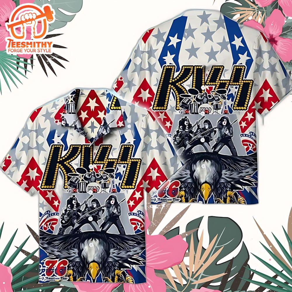 Kiss Eagle Men’s Short Sleeve Aloha Shirts Independent gift July