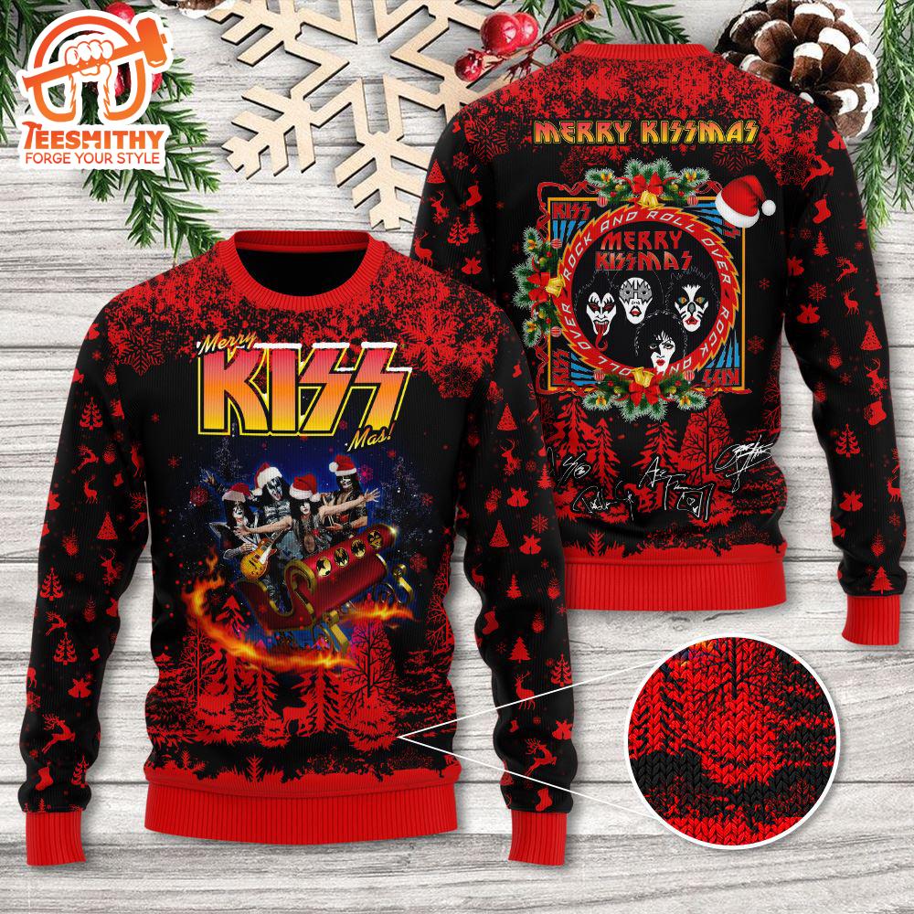 Kiss Have Yourself A Merry Little Kissmas 3D Christmas Ugly Sweater