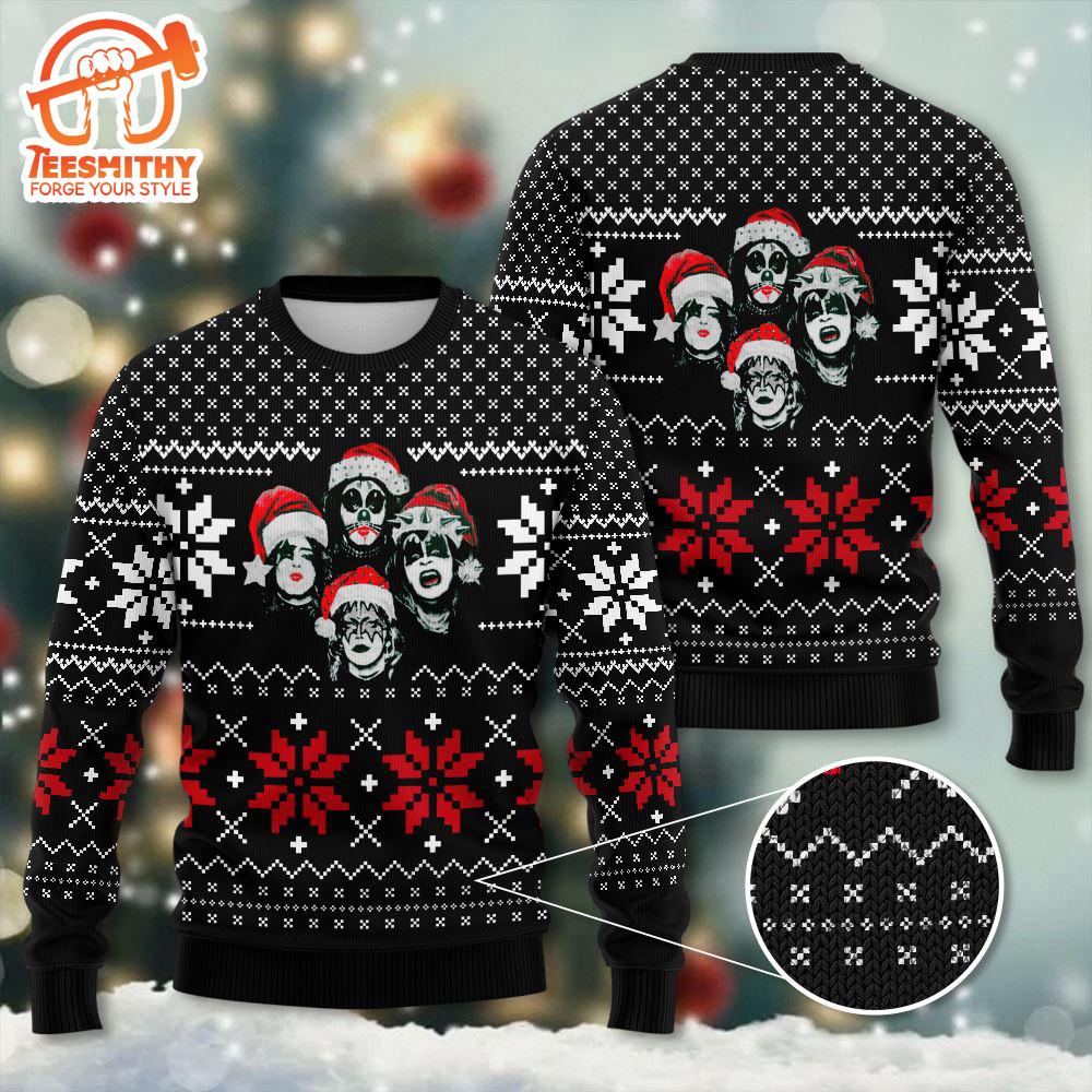 Kiss Heavy Metal Band Fire Ugly Christmas Sweater