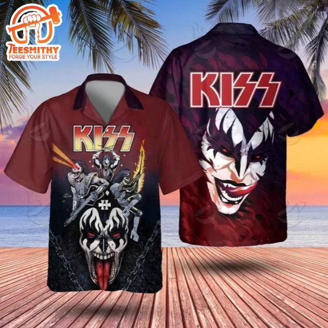 KISS Hellfire Demon Men’s Short Sleeve Aloha Shirts