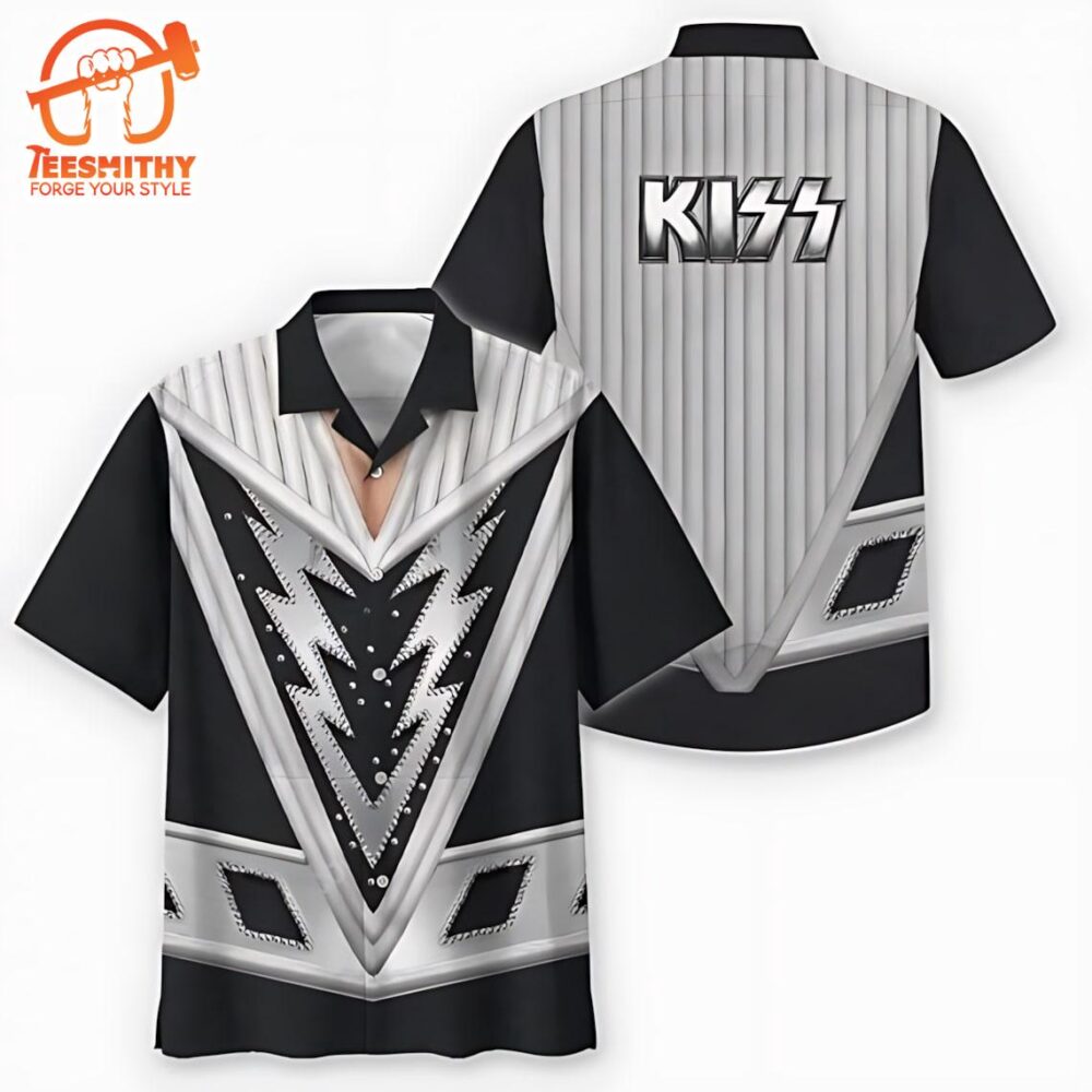 KISS Lightning Bolt Hard Rock Men’s Short Sleeve Aloha Shirts