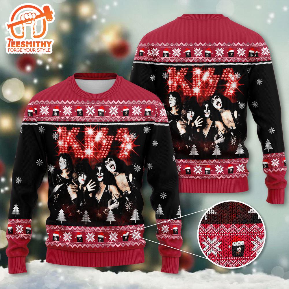 Kiss Merry Kiss Mas Classic Xmas Gifts 2024 Ugly Christmas Sweater