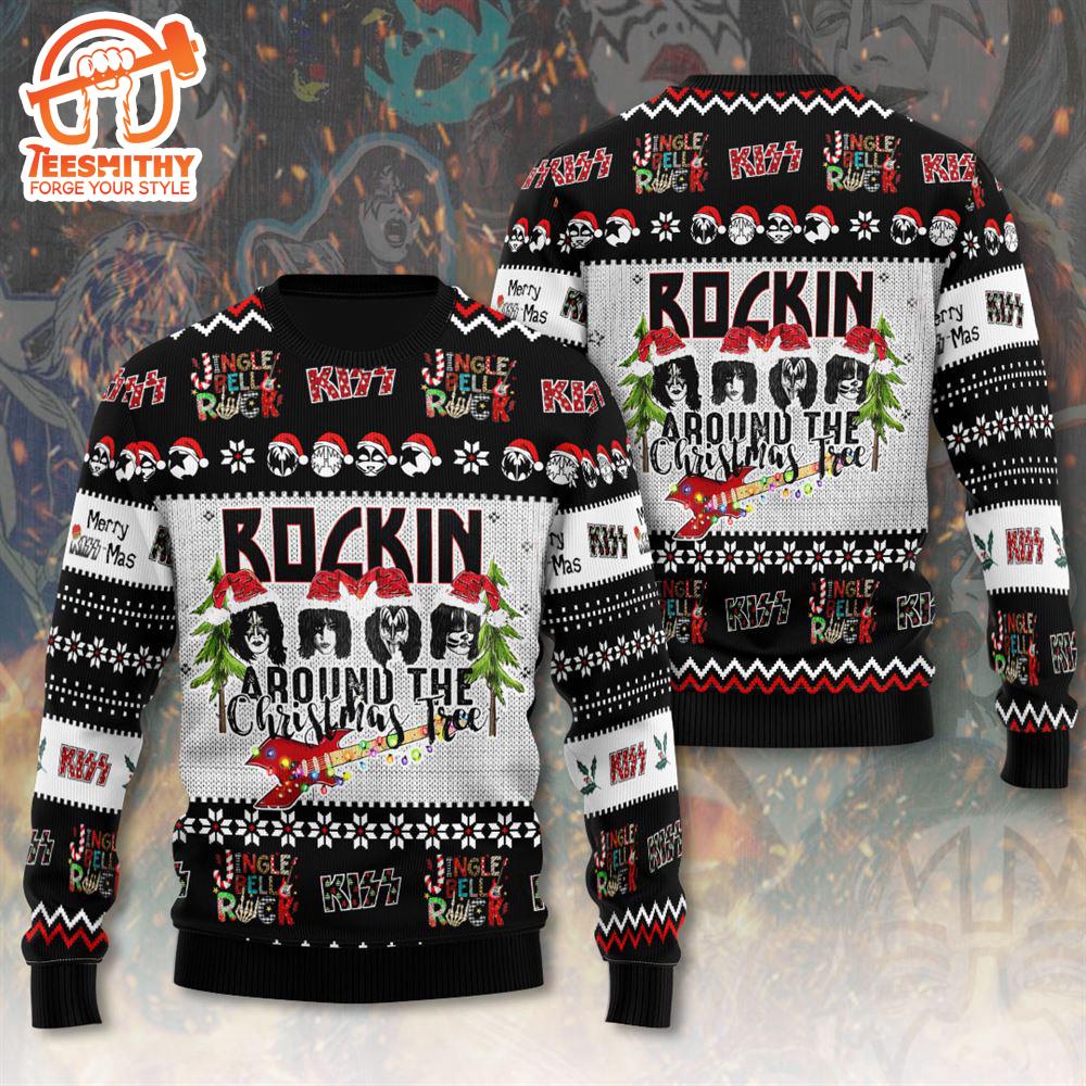 Kiss Merry Kissmas Reindeer Rock Firer 2024 Ugly Christmas Sweater