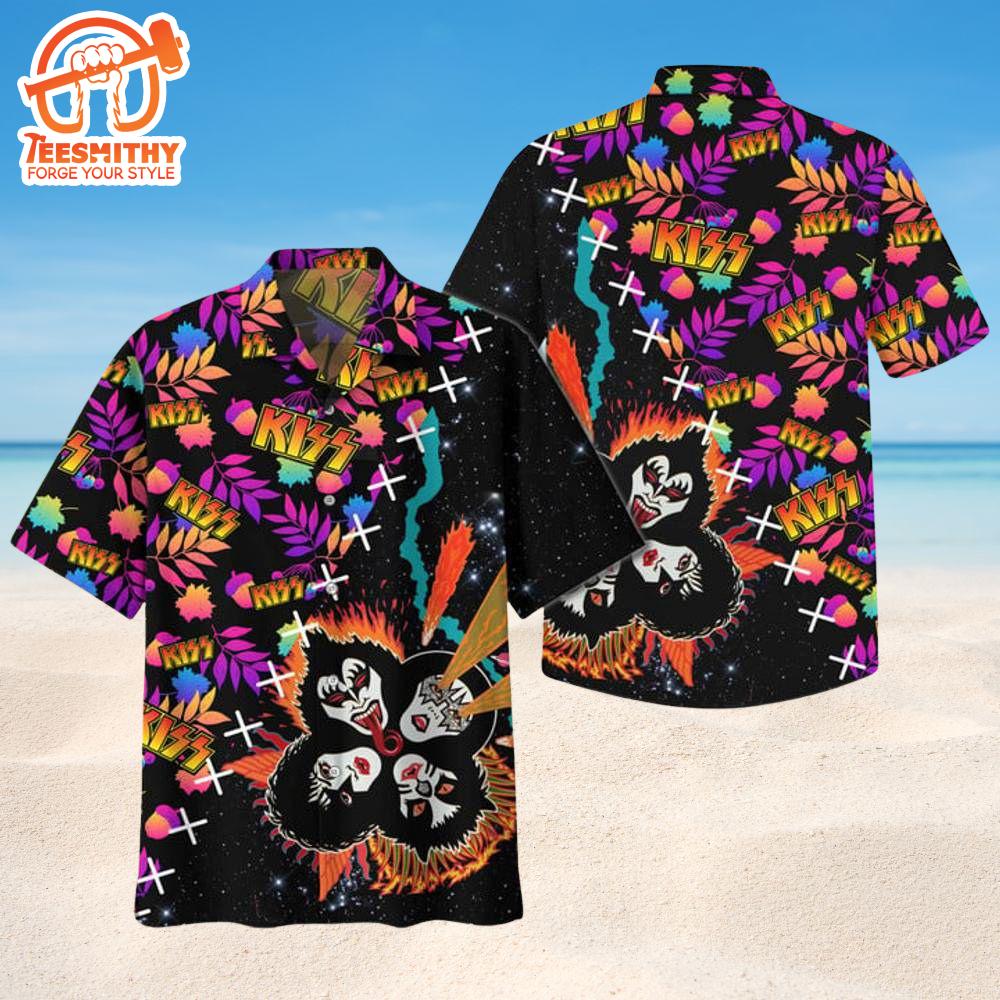 Kiss Rock Band Legends Men’s Short Sleeve Aloha Shirts