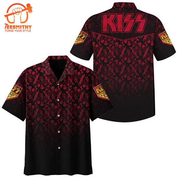 Kiss Rock Band No198 Men’s Short Sleeve Aloha Shirts