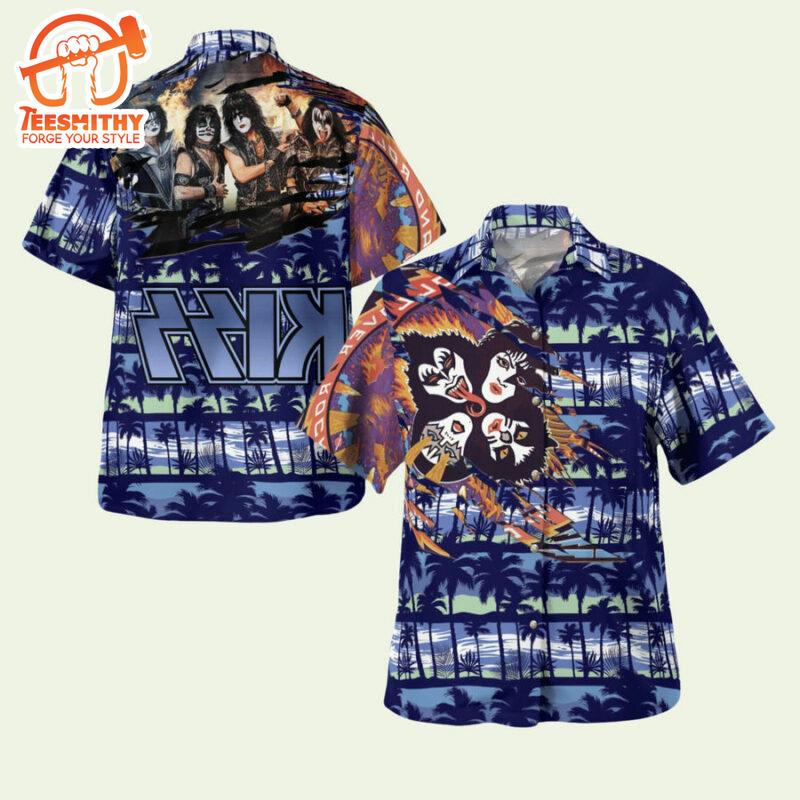 Kiss Rock Bands Tropical Men’s Short Sleeve Aloha Shirts