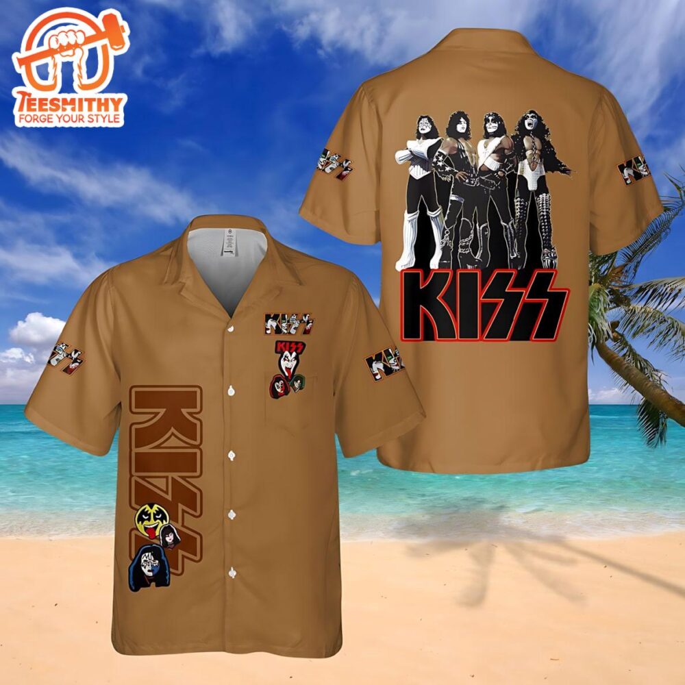 Kiss Rock Legends Yellow Men’s Short Sleeve Aloha Shirts