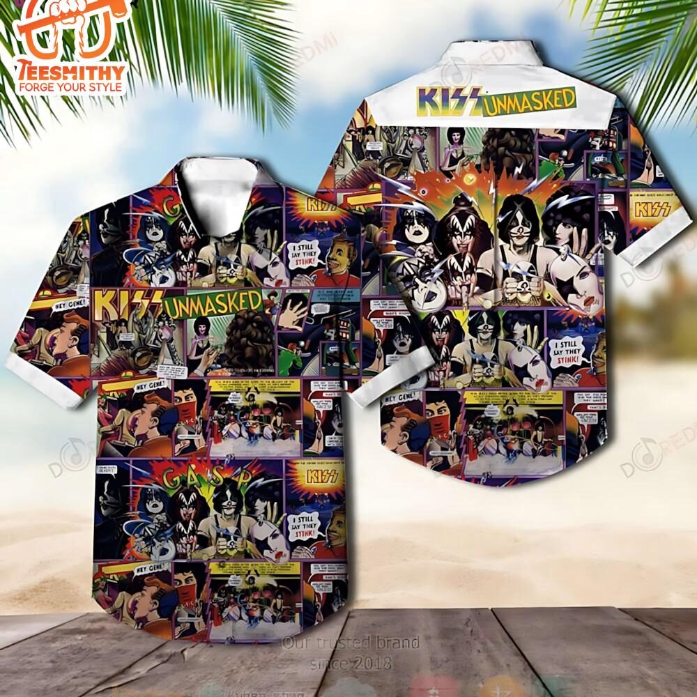 Kiss Unmasked Album Men’s Short Sleeve Aloha Shirts