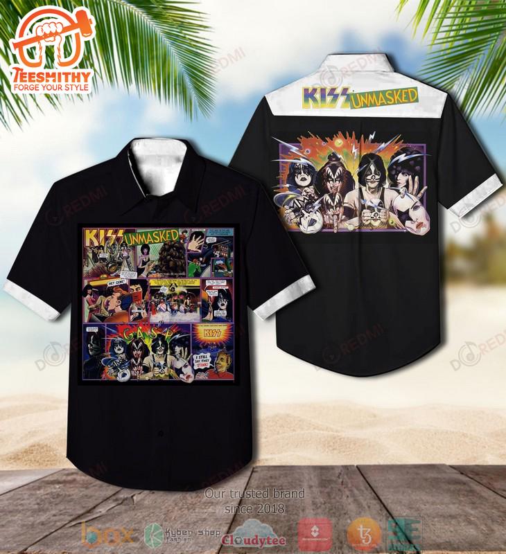 KISS Unmasked Comic Tribute Men’s Short Sleeve Aloha Shirts