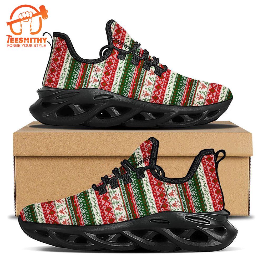 Knitted Christmas Tree Print Pattern Black Max Soul Shoes   Gift Christmas