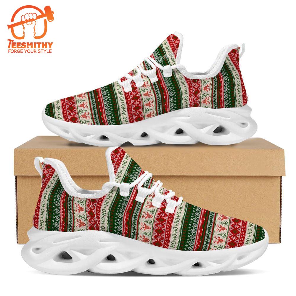 Knitted Christmas Tree Print Pattern White Max Soul Shoes   Gift Christmas