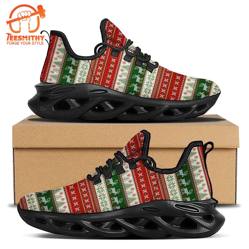 Knitted Merry Christmas Print Pattern Black Max Soul Shoes   Gift Christmas