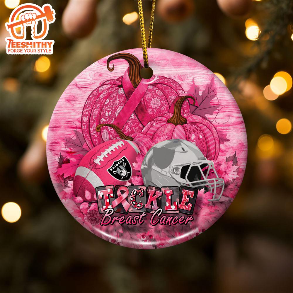 Las Vegas Raiders  Breast Cancer And Sport Team Ceramic Ornament  – Breast Cancer Ornament