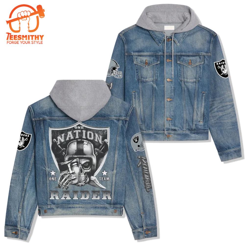 Las Vegas Raiders Premium Hooded Denim Jacket