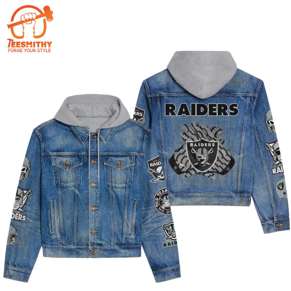 Las Vegas Raiders Premium Hooded Denim Jacket Version 1