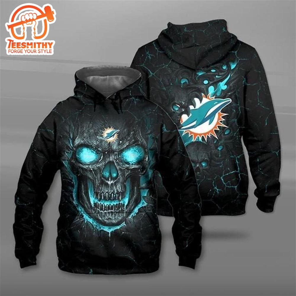 Lava Skull Miami Dolphins 3D Hoodie Zip Hoodie, Nfl 3D All Over Print Hoodie