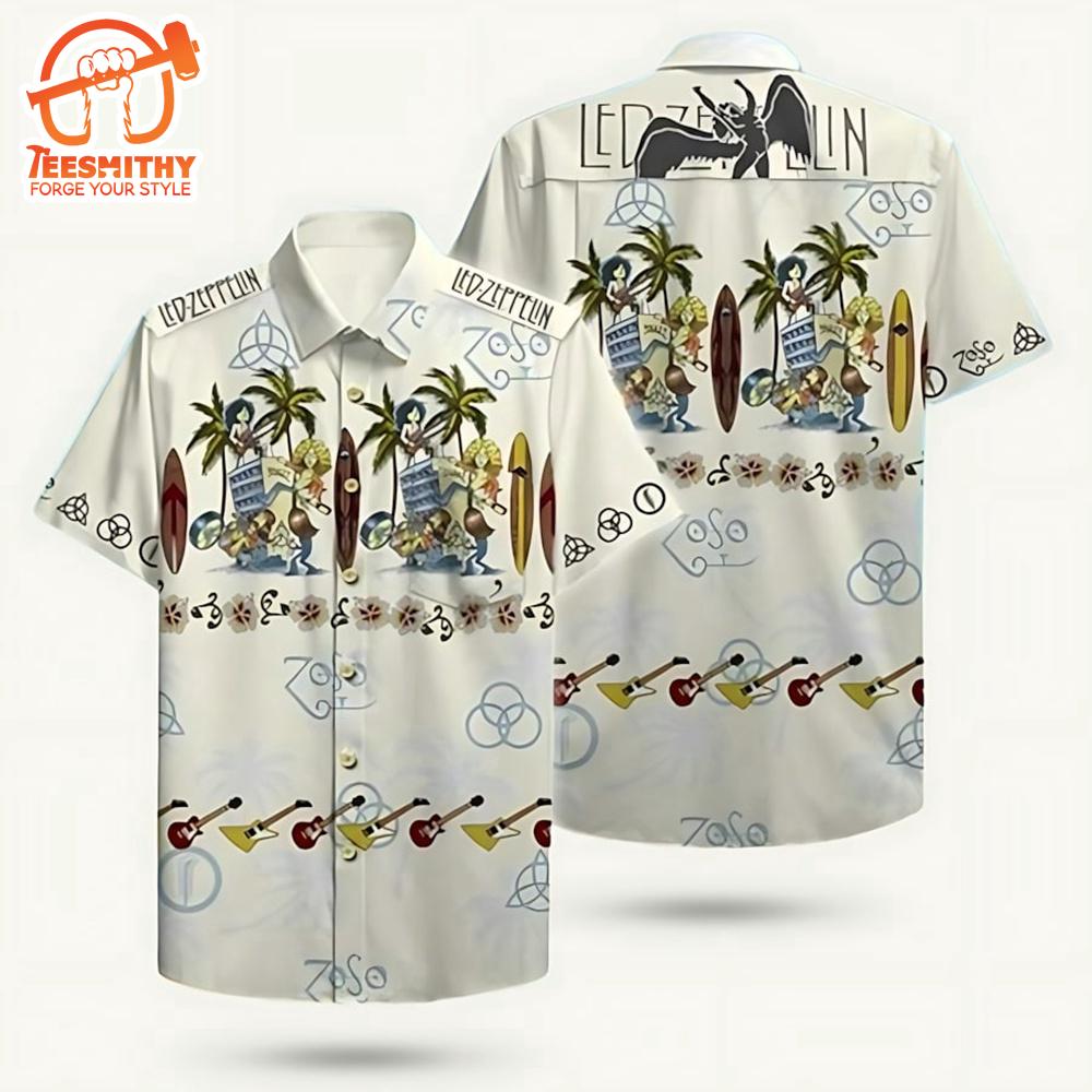 Led Zeppelin Logo Floral Hawaiian Shirt