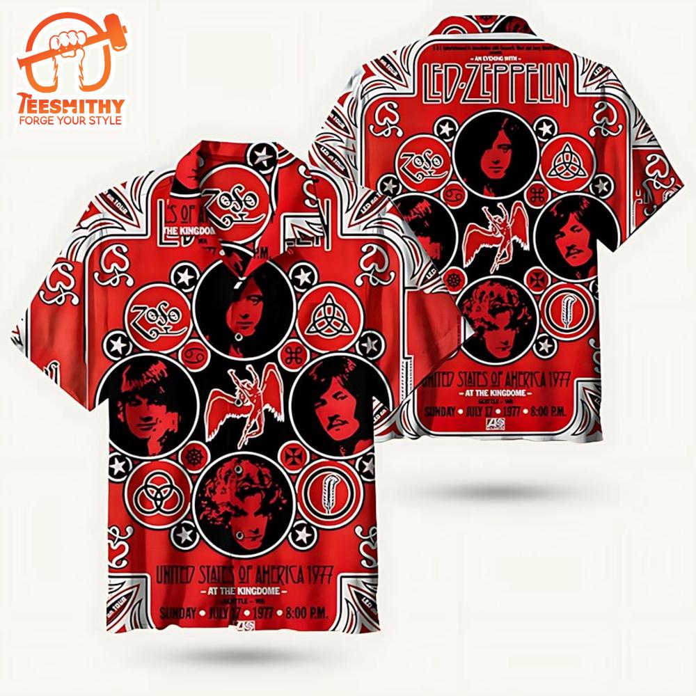 Led Zeppelin Red Pattern Hawaiian Shirt