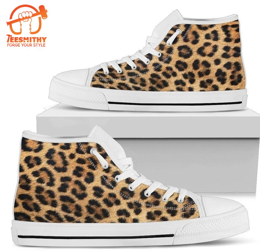 Leopard Fur Print Women’s High Top Shoes Funny Gift Idea