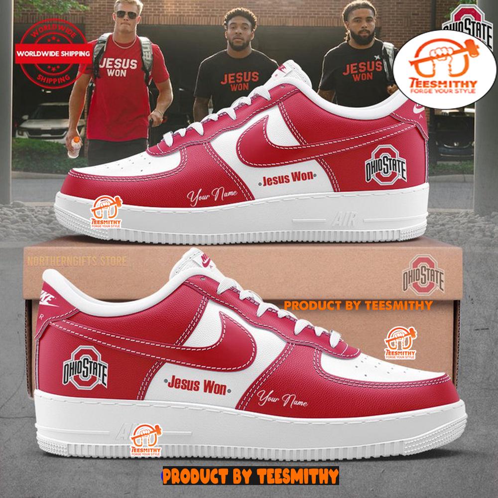 Limited Edition Ohio State Jesus Won Air Force 1 Shoes